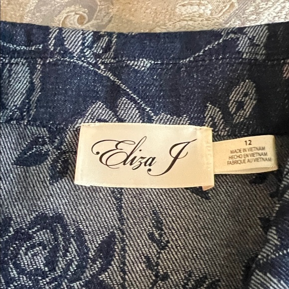 Eliza J Blue Floral Button-Down jeans Dress - Picture 12 of 16